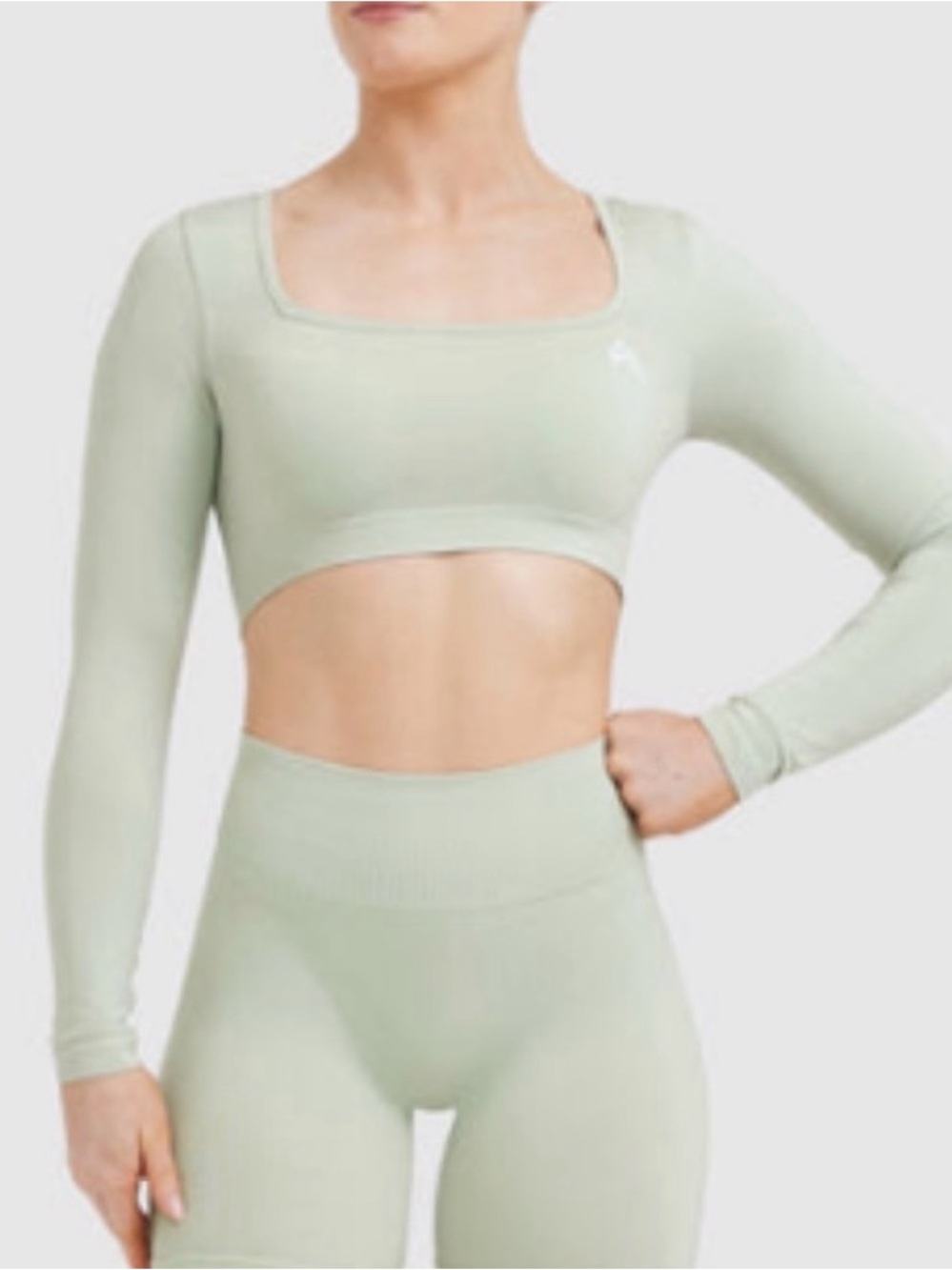 Women's Light Sage Green Cropped Active Top